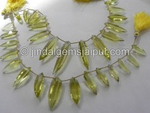 Lemon Quartz Faceted Ladyfinger Shape Beads